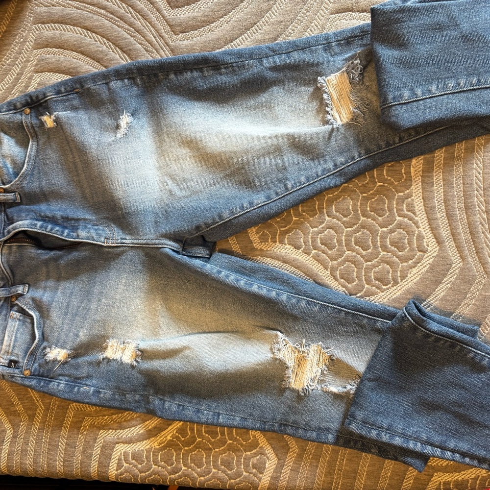 Distressed Blue Jeans